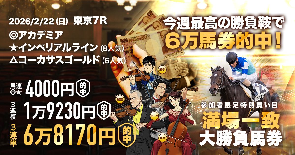 特別ご祝儀でポイントプレゼント】危険な人気馬を知れば、満場一致で